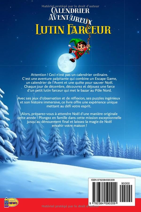 Quatrième de couverture du livre calendrier de l'Avent Lutin Farceur