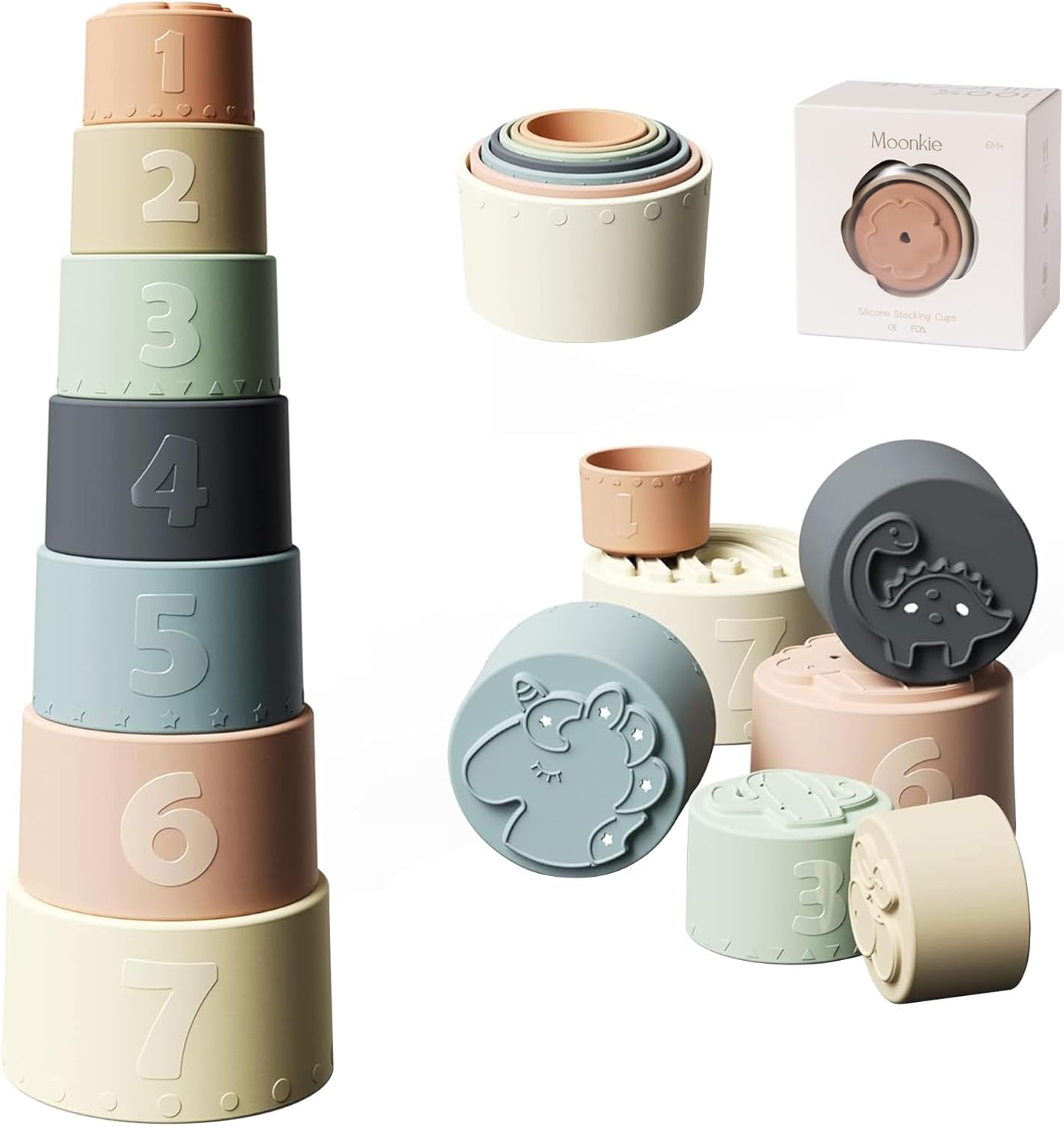 Gobelets empilables en silicone bébé - Moonkie