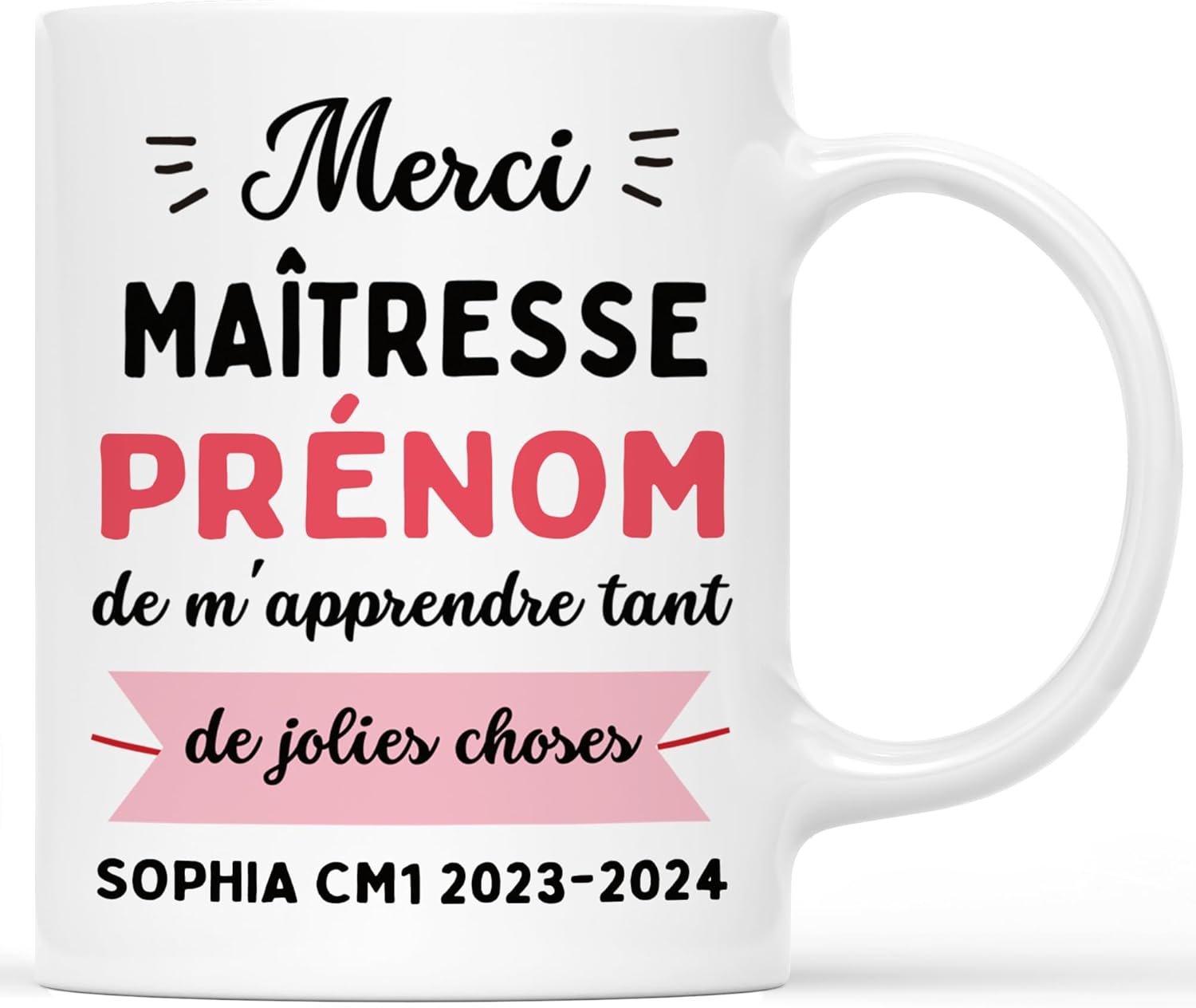 Mug personnalisé « Merci Maîtresse » (design 7)