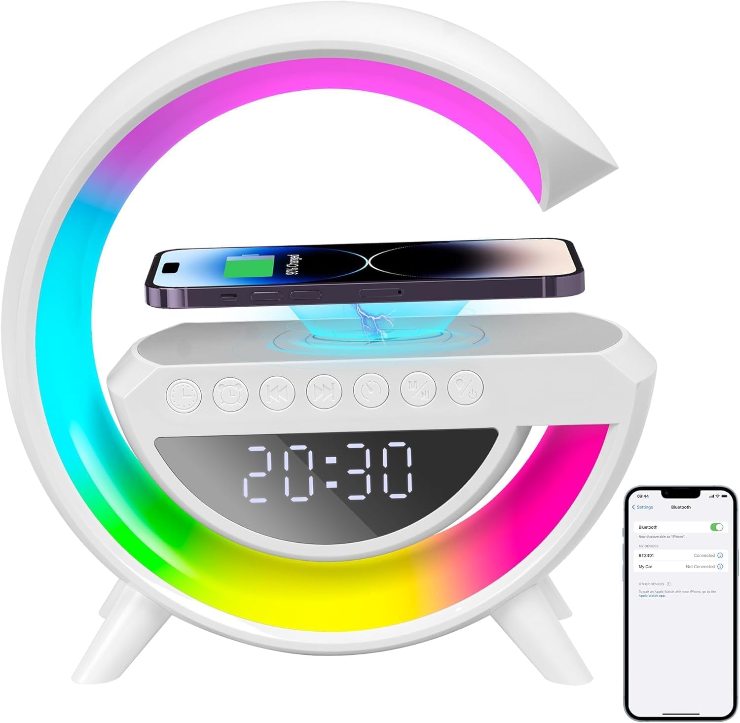 Lampe de charge sans fil + enceinte Bluetooth