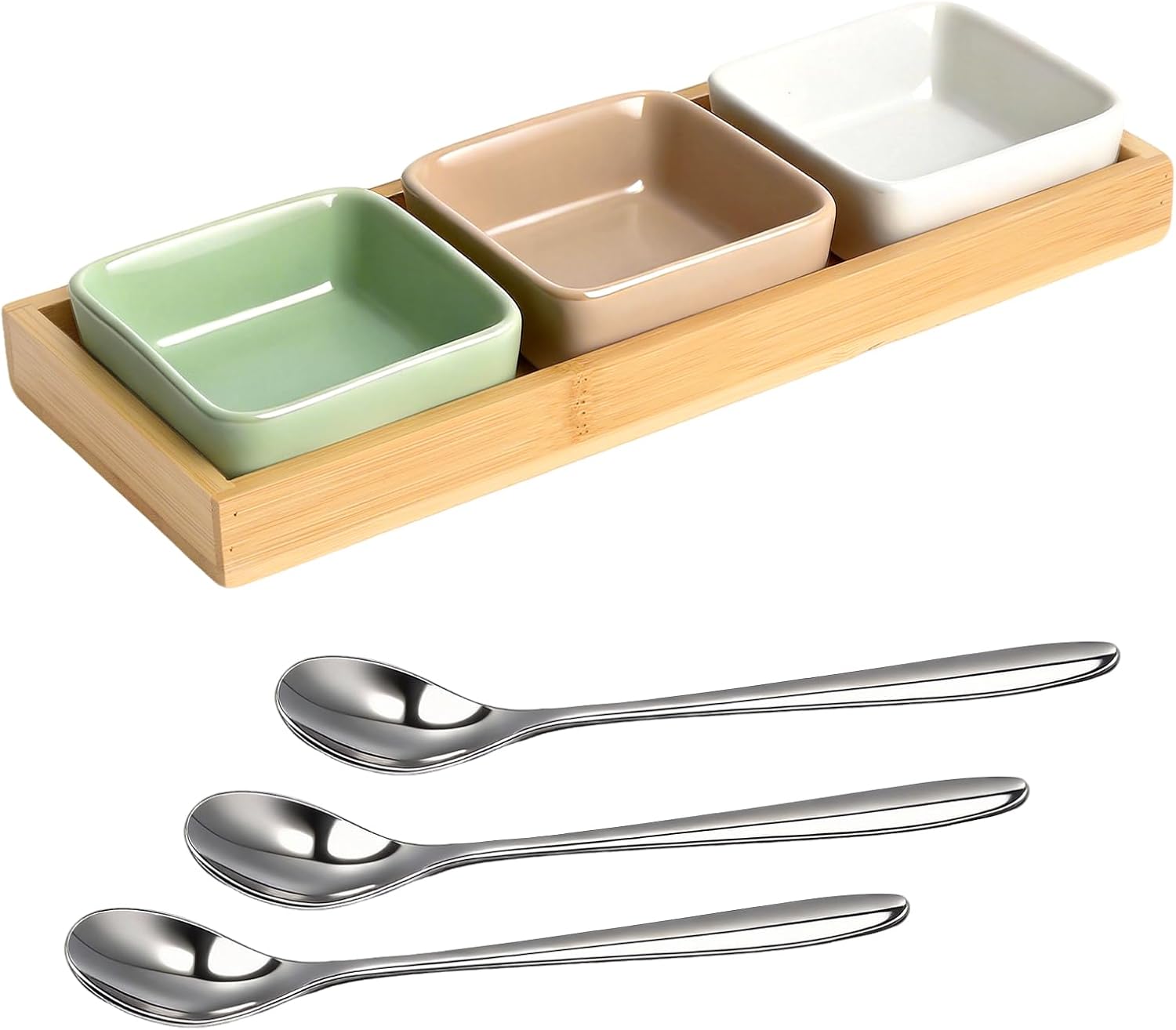 Set de coupelles à dip en céramique + plateau