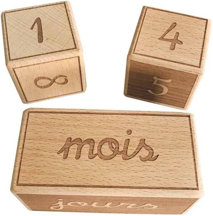 Cubes étapes bébé en bois en français