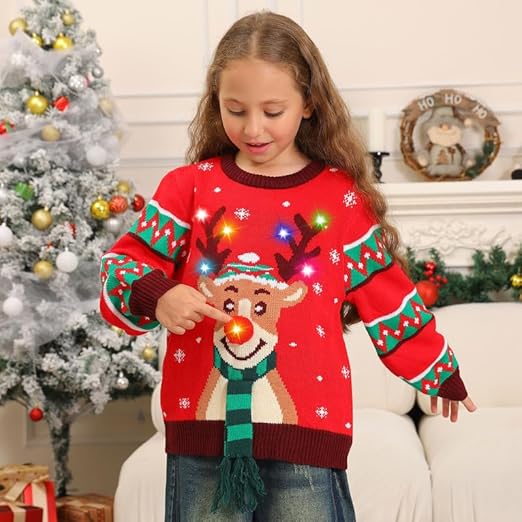 Pull de noël enfant lumineux