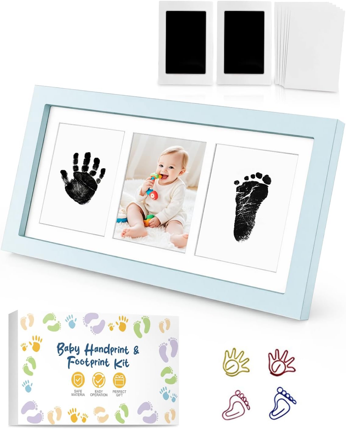 Kit empreinte main et pied bébé avec cadre photo