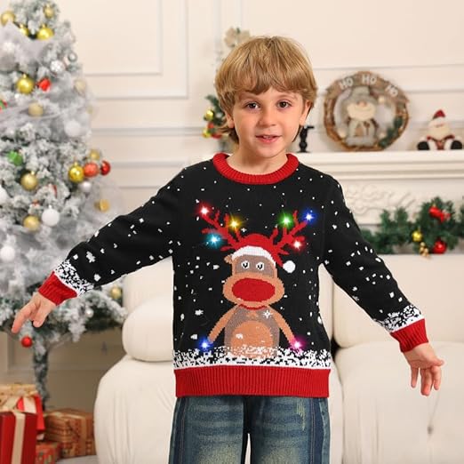 Pull de noël enfant lumineux