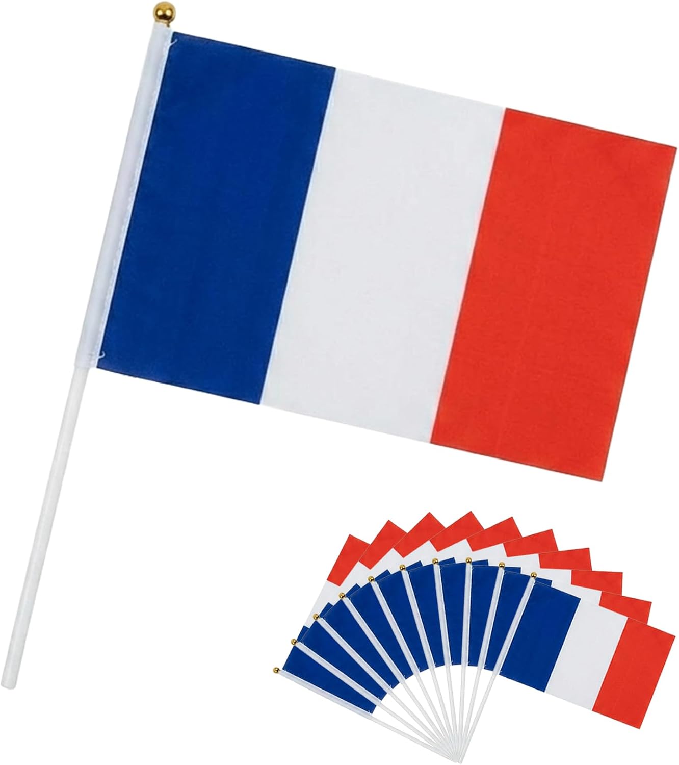 Lot de 10 drapeaux France 14x21 (polyester)