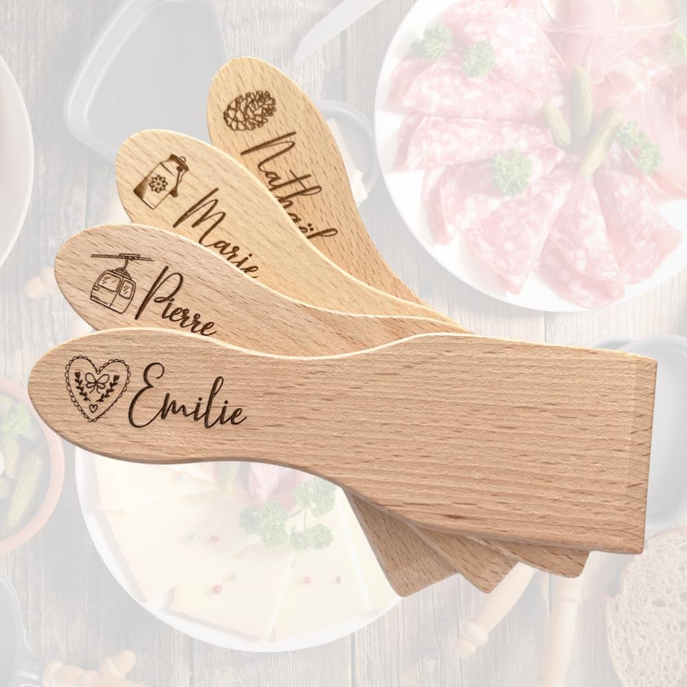 Lot de spatules à raclette en bois personnalisables
