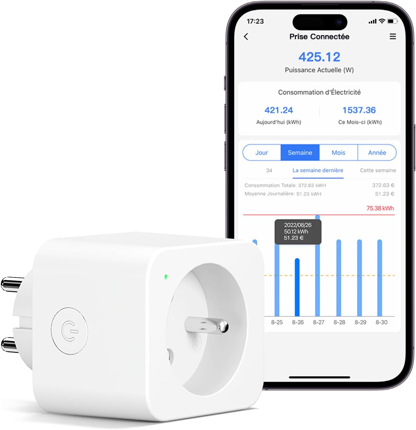 Meross, prise connectée WiFi 16A