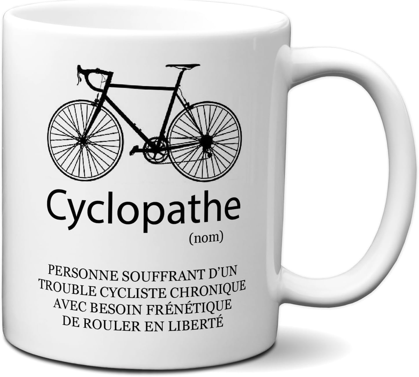 Mug humour cycliste « cyclopathe » (céramique)