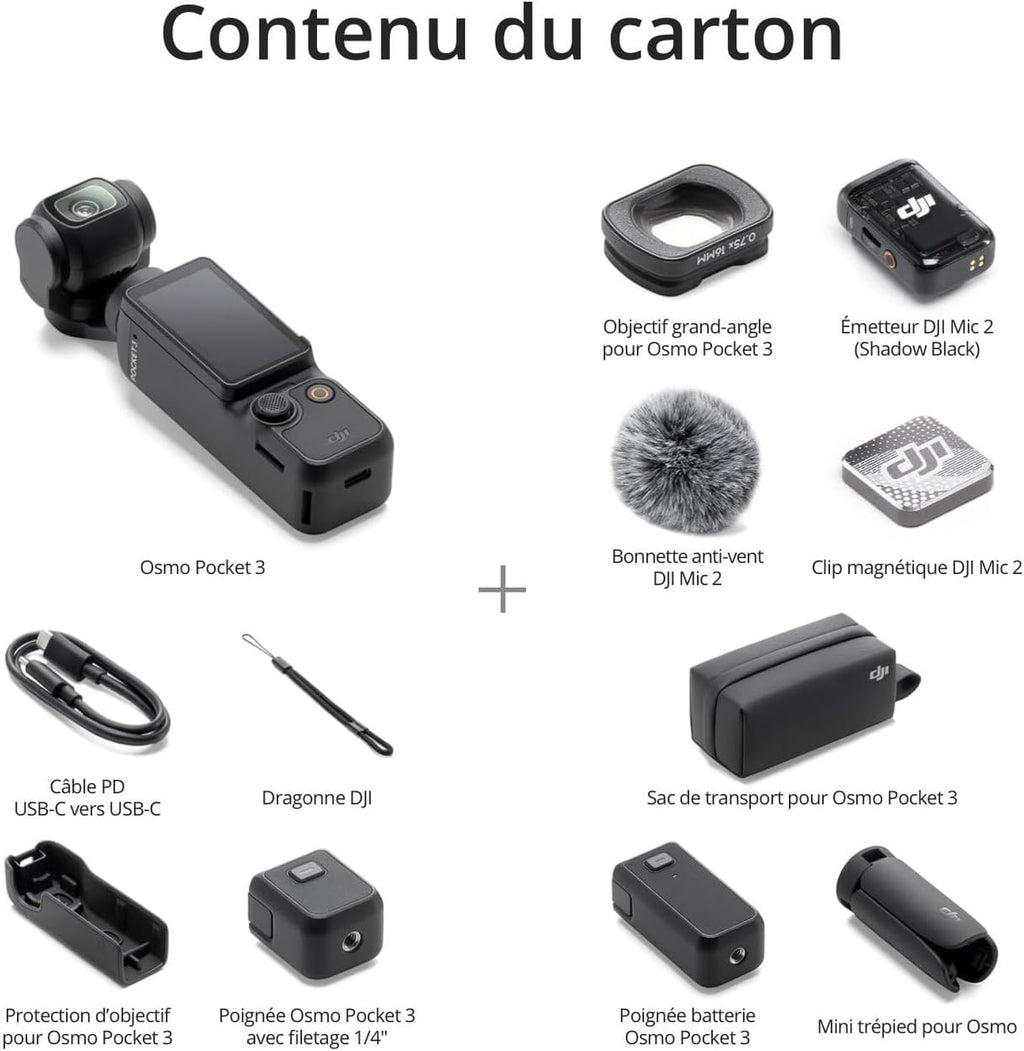 DJI Osmo Pocket 3 - La mini caméra stabilisée 4K pour des vidéos ultra fluides
