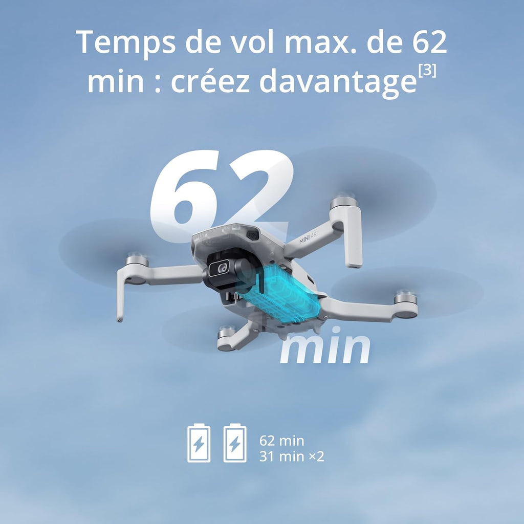 DJI Mini 4K (Bundle 62 min) : Le drone parfait pour débuter