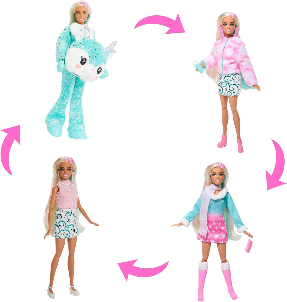 Les tenues d’hiver de la poupée Barbie Cutie Reveal du calendrier de l’Avent