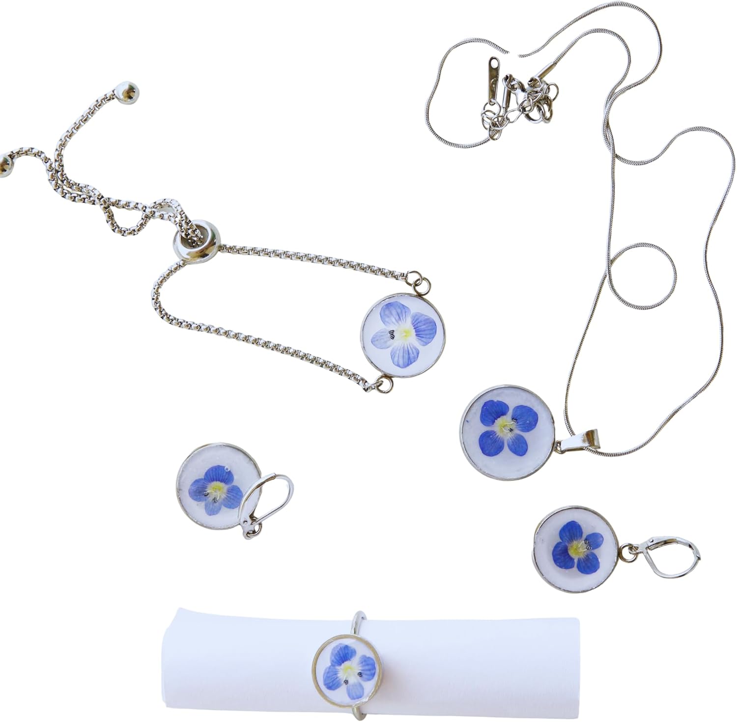 Parure de bijoux fleur naturelle