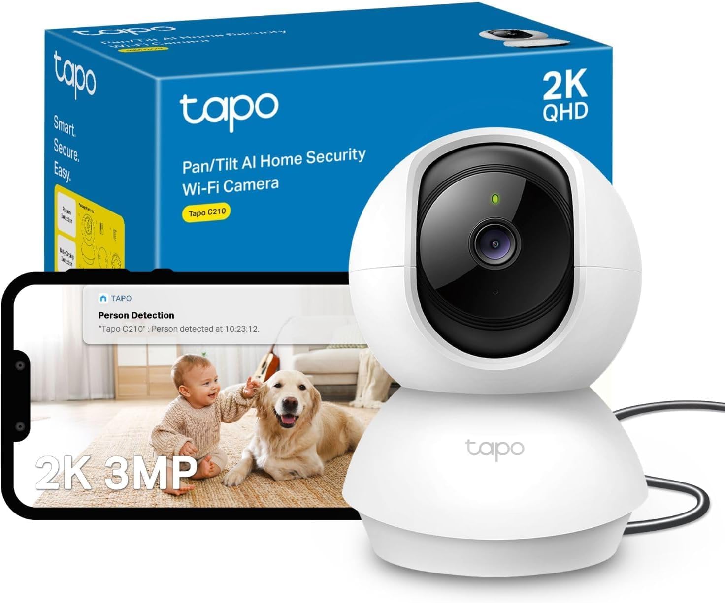 Caméra de surveillance Wi-Fi Tapo C210 2K 360°