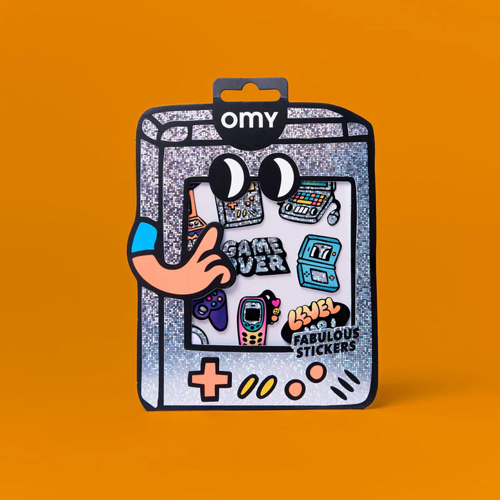 Planche de stickers jeux vidéo fluo OMY à coller partout