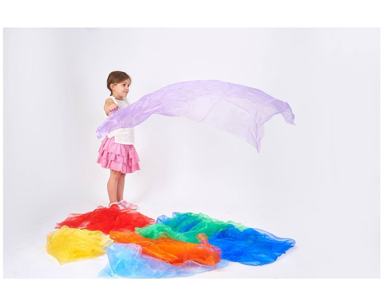 7 tissus organza arc-en-ciel rouge