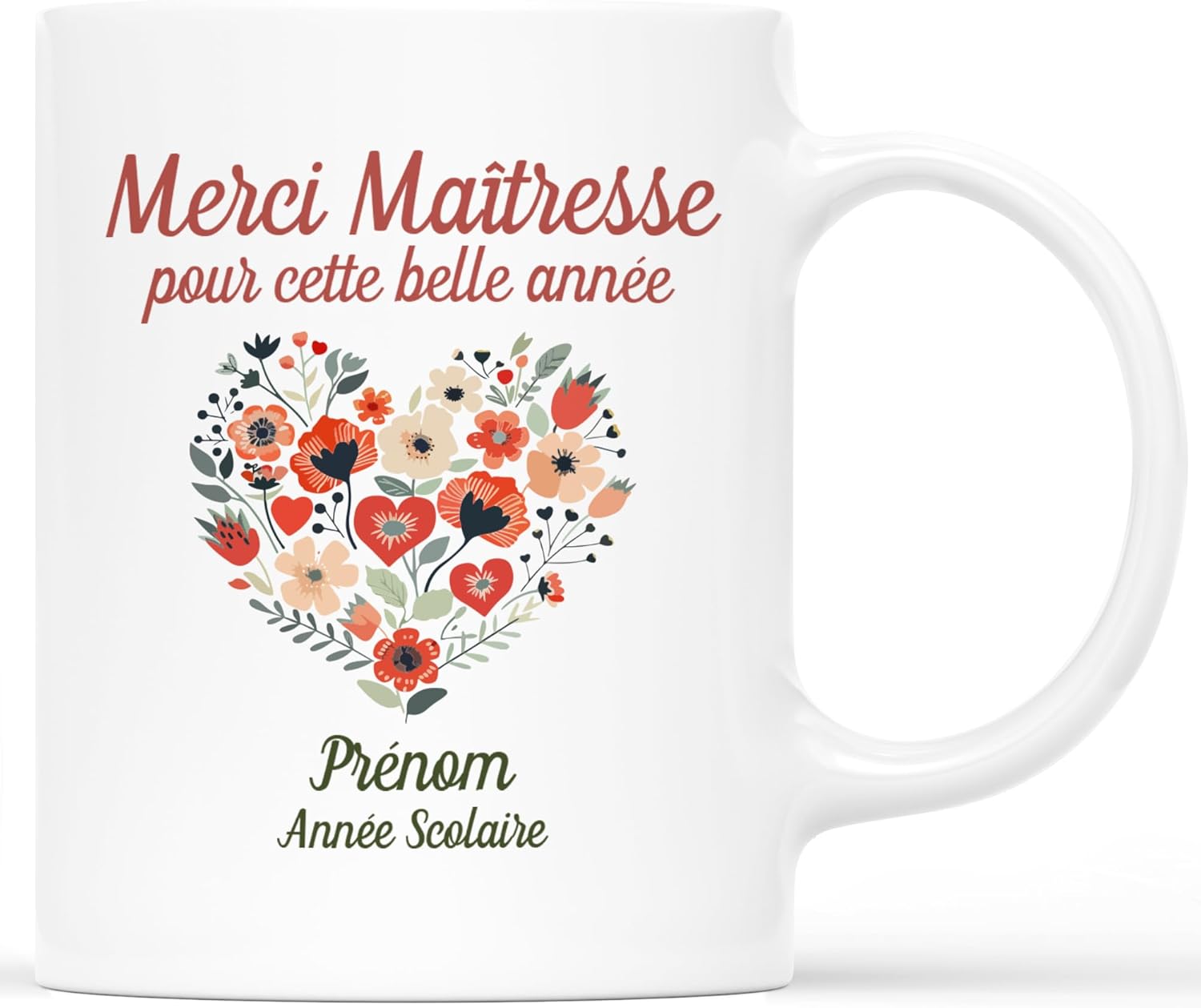 Mug personnalisé Prénom + année scolaire « Merci Maîtresse »