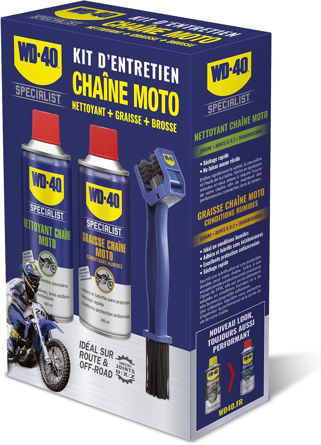 Kit chaîne moto WD-40 Specialist graisse et nettoyant