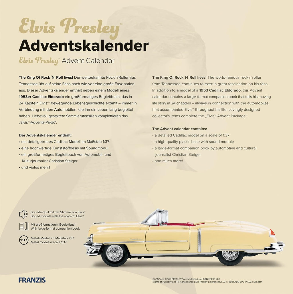 Calendrier de l'Avent Franzis Elvis Presley Cadillac Eldorado 1953