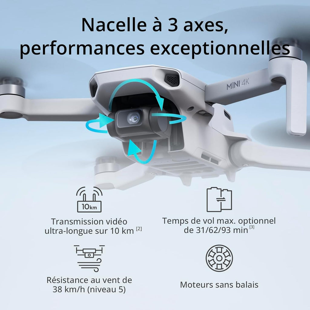 DJI Mini 4K (Bundle 62 min) : Le drone parfait pour débuter
