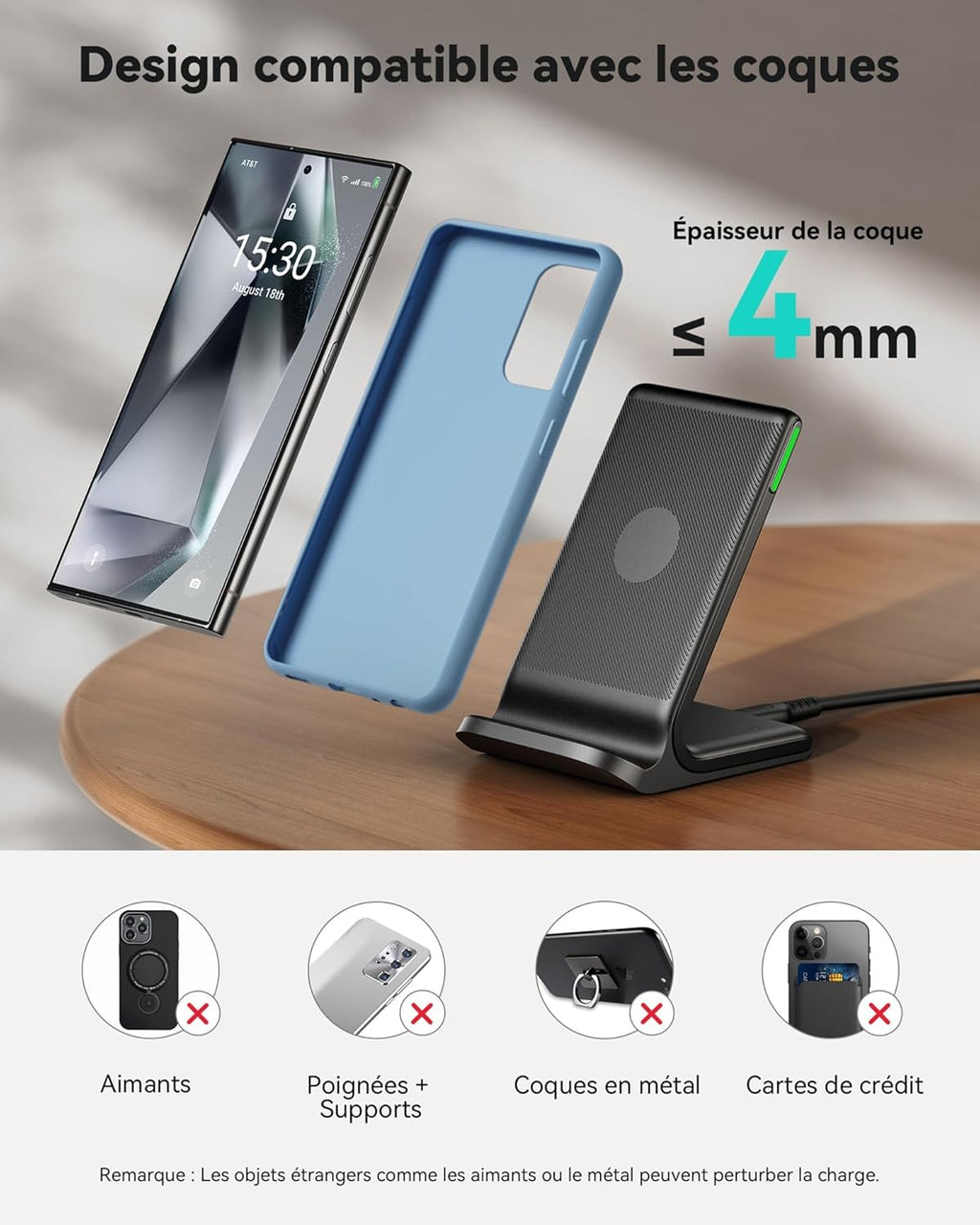 Chargeur sans fil à induction 15W pratique et rapide INIU