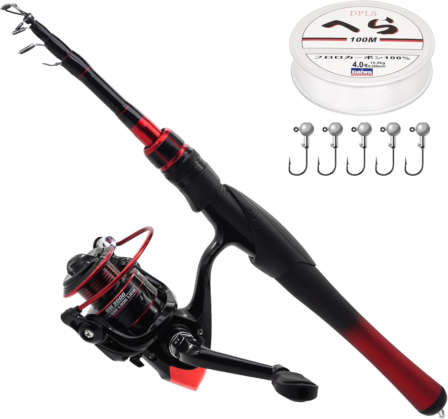 Ensemble canne à pêche télescopique avec moulinet kit complet
