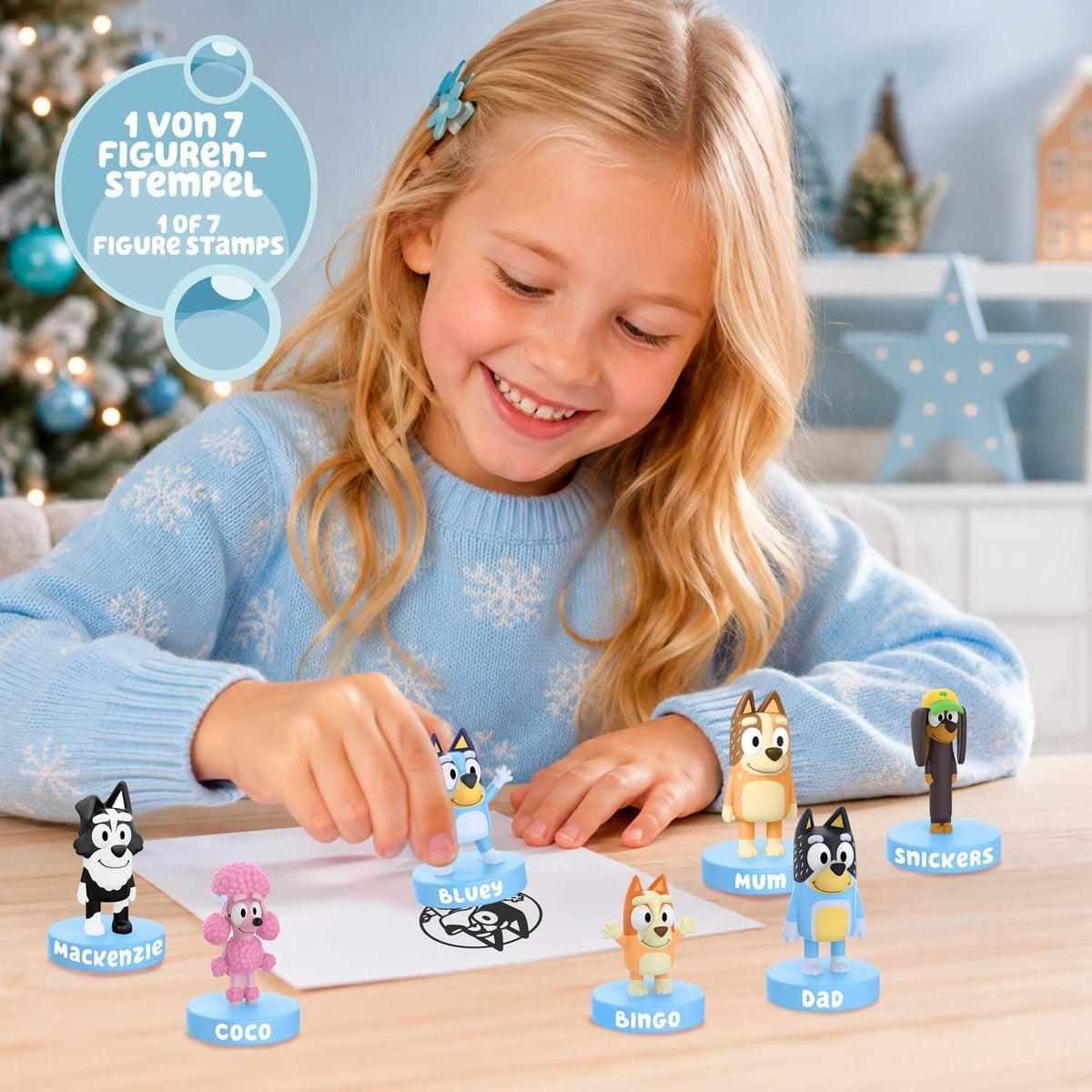 Tampon figurine Bluey du calendrier de l'Avent INKEE