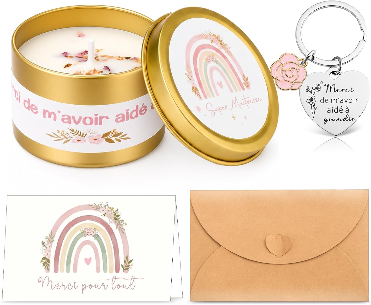 Set 4 cadeaux « Merci Maîtresse » (bougie & co)
