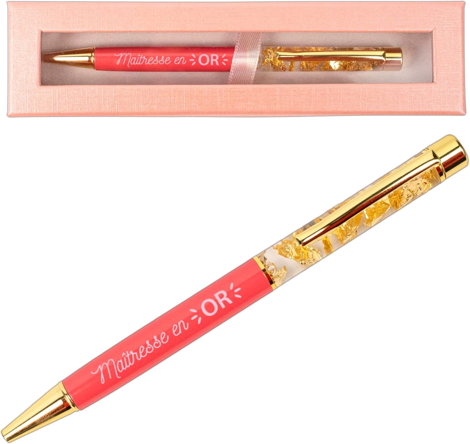 Stylo « Maîtresse » doré (coffret cadeau)