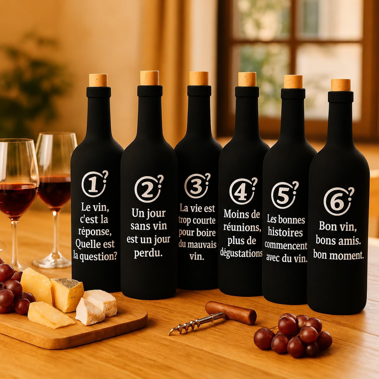 Set de 6 housses de dégustation de vin à l'aveugle néoprène