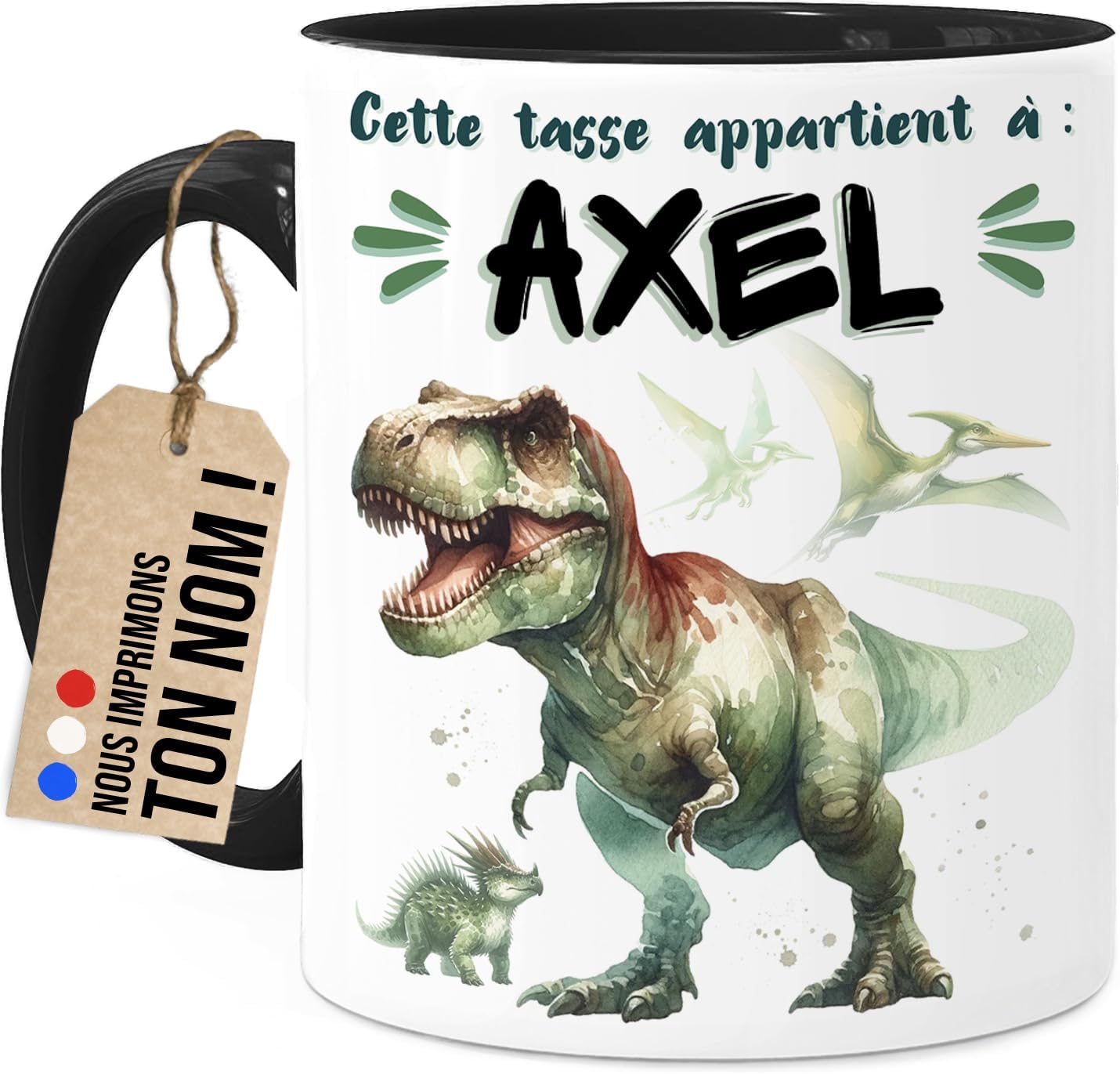 Cupdarling — tasse Dinosaure personnalisée (prénom)