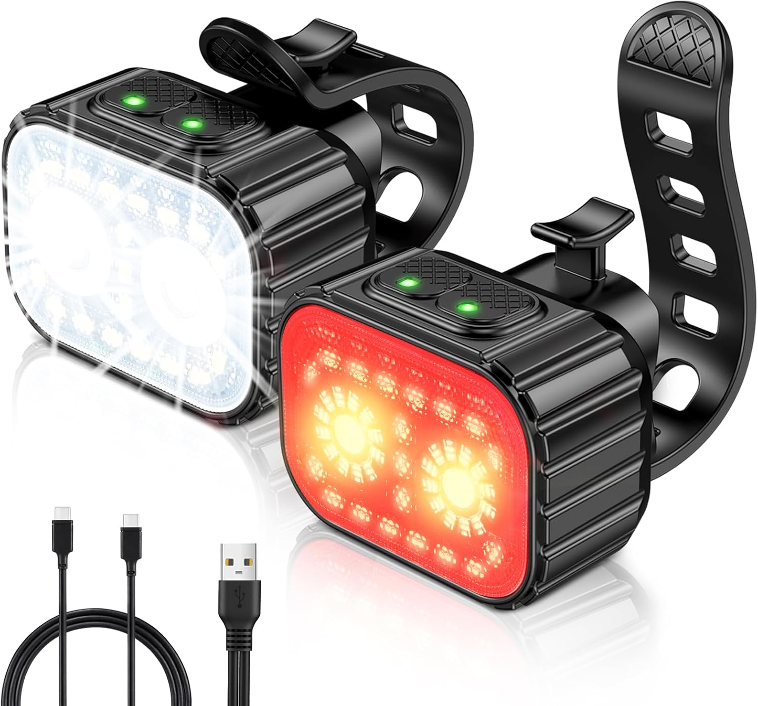 Éclairage vélo avant et arrière LED rechargeable set