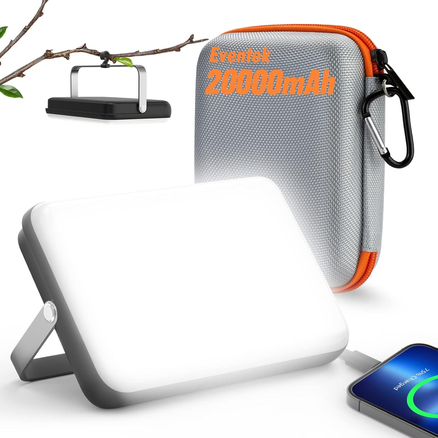 Lampe de camping LED rechargeable 4000 lm batterie 20000 mAh Eventek
