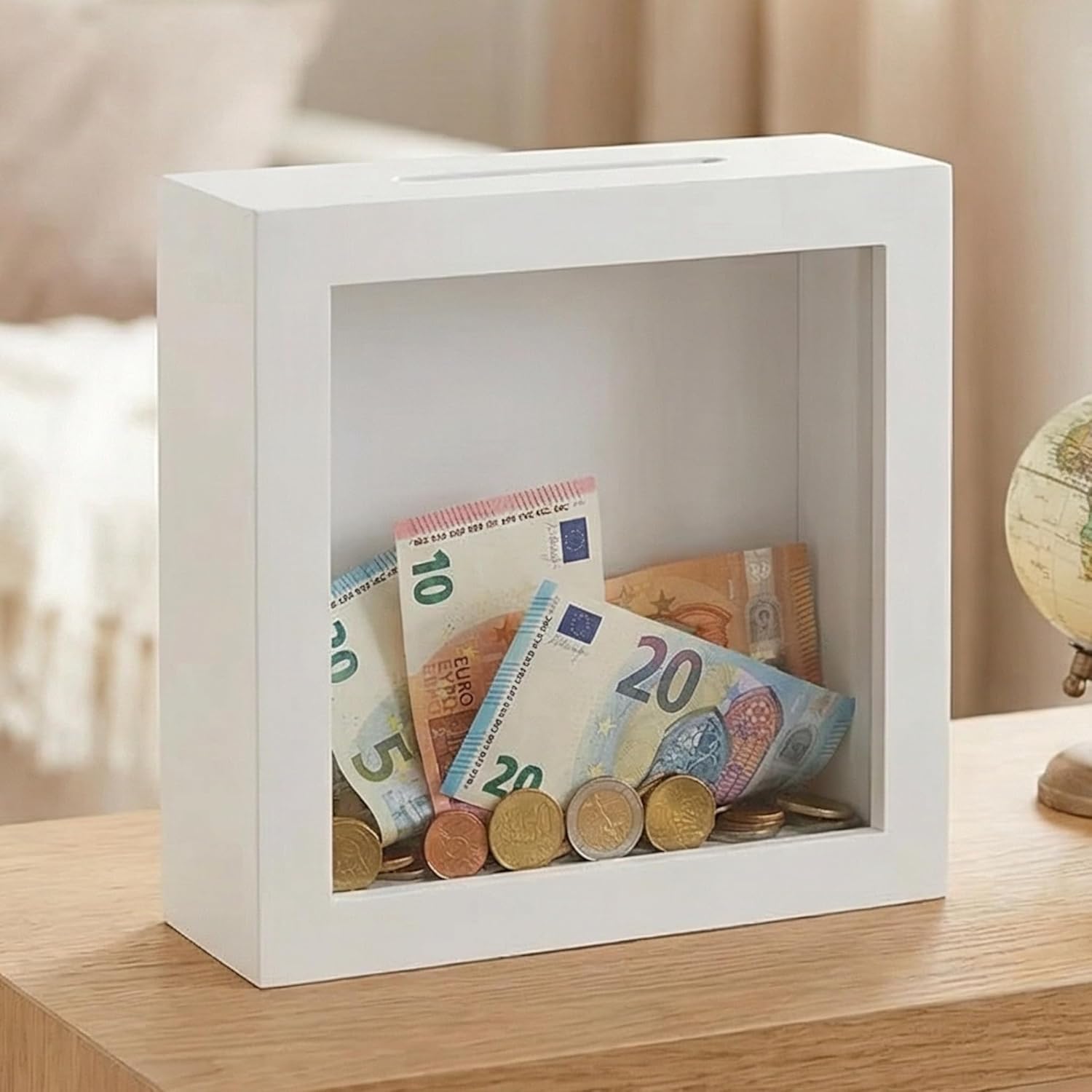 Cadre tirelire en bois façade verre (MIJOMA)