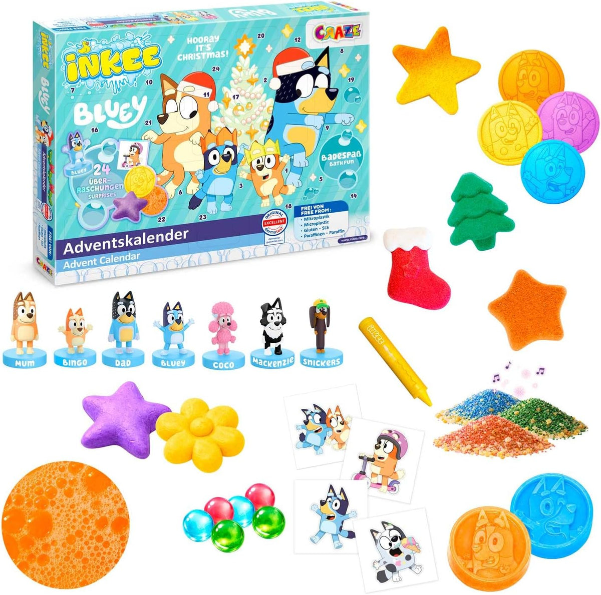 Calendrier de l'Avent Bluey 2026 INKEE et son contenu bain