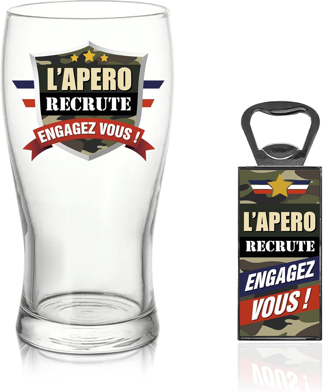 Coffret 2 verres à bière « l'apéro recrute »