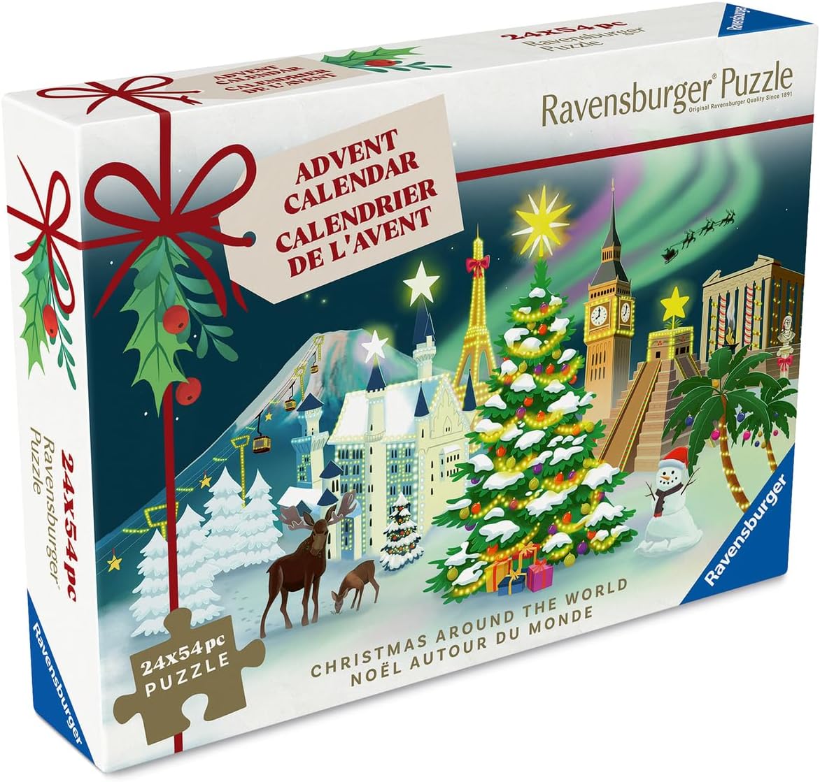 Calendrier Ravensburger ouvert avec ses 24 boîtes de puzzles
