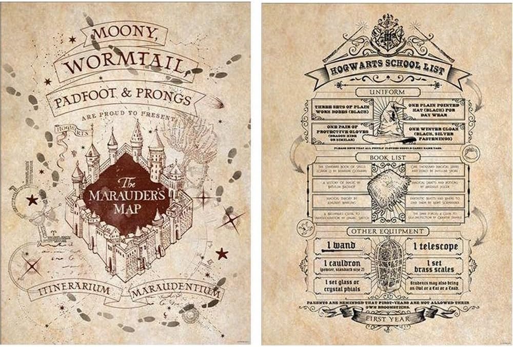 Set de 2 affiches Carte du Maraudeur