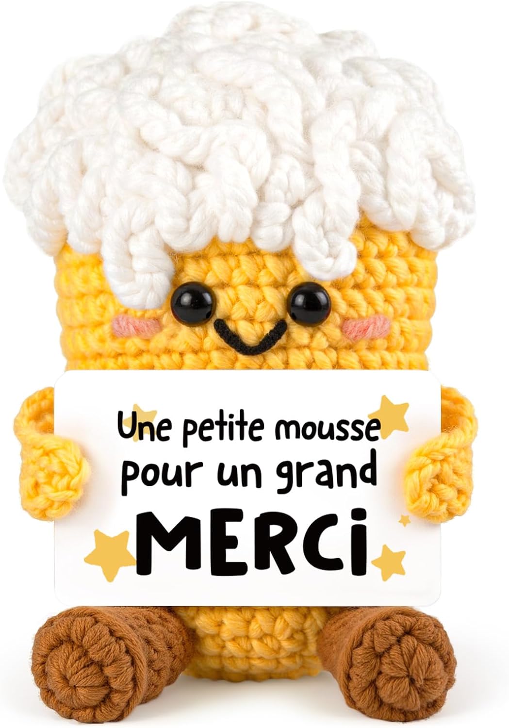 Bière artisanale au crochet « Merci » (fait main)