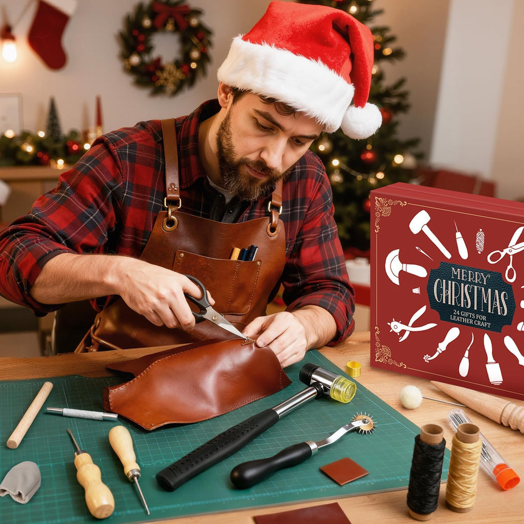Calendrier de l'Avent iZoeL travail du cuir avec outils de maroquinerie