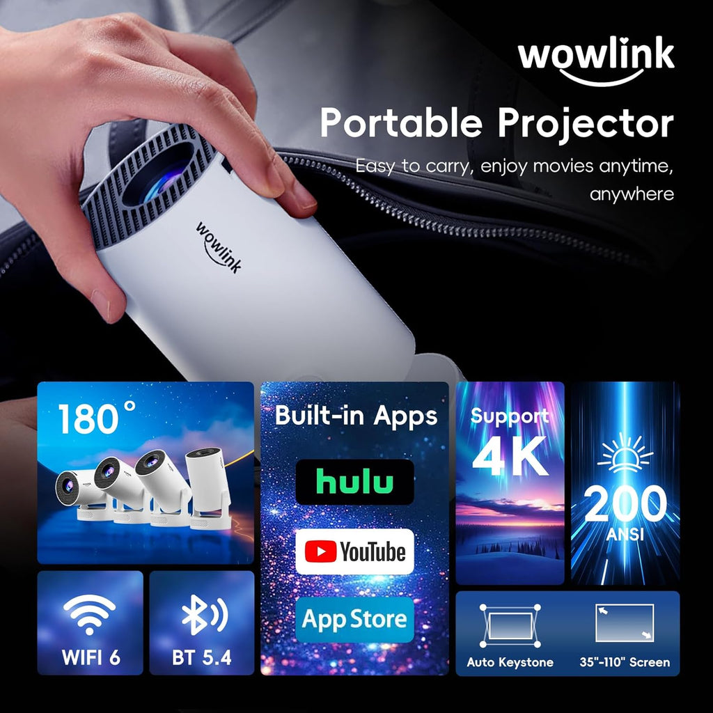 Mini vidéoprojecteur WiFi 6 &amp; Bluetooth – cinéma maison pour petit budget