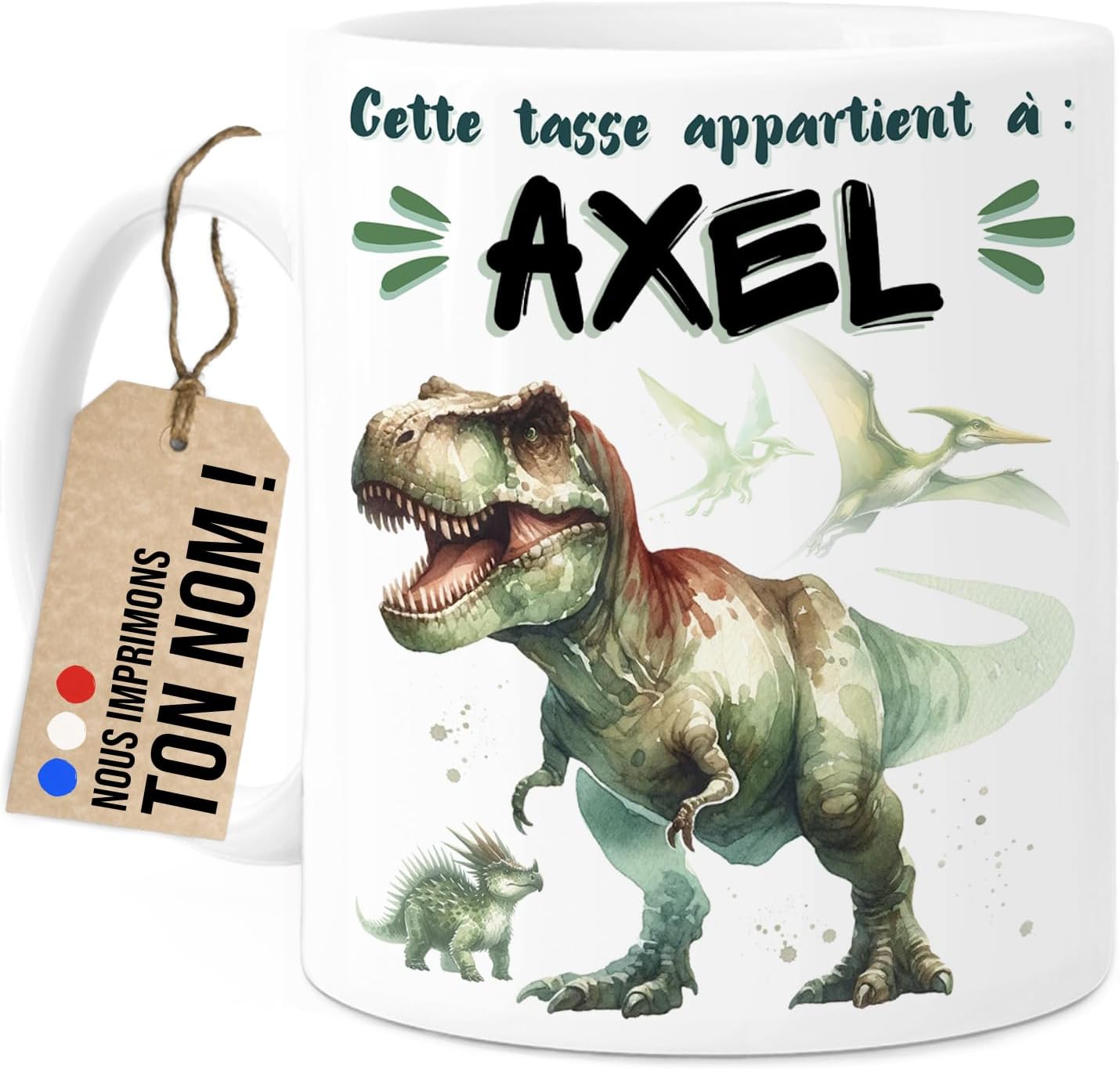 Cupdarling — mug Dinosaure personnalisé avec prénom