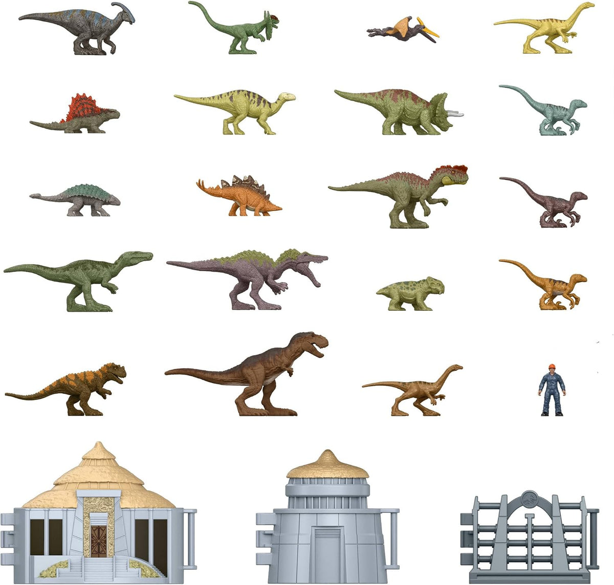 Contenu du calendrier de l'Avent Jurassic World : 19 mini-dinosaures