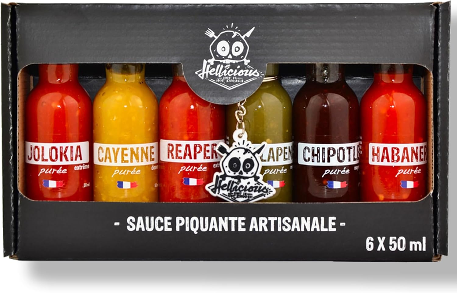 Coffret de sauces piquantes artisanales Hot Ones 6 purées Hellicious