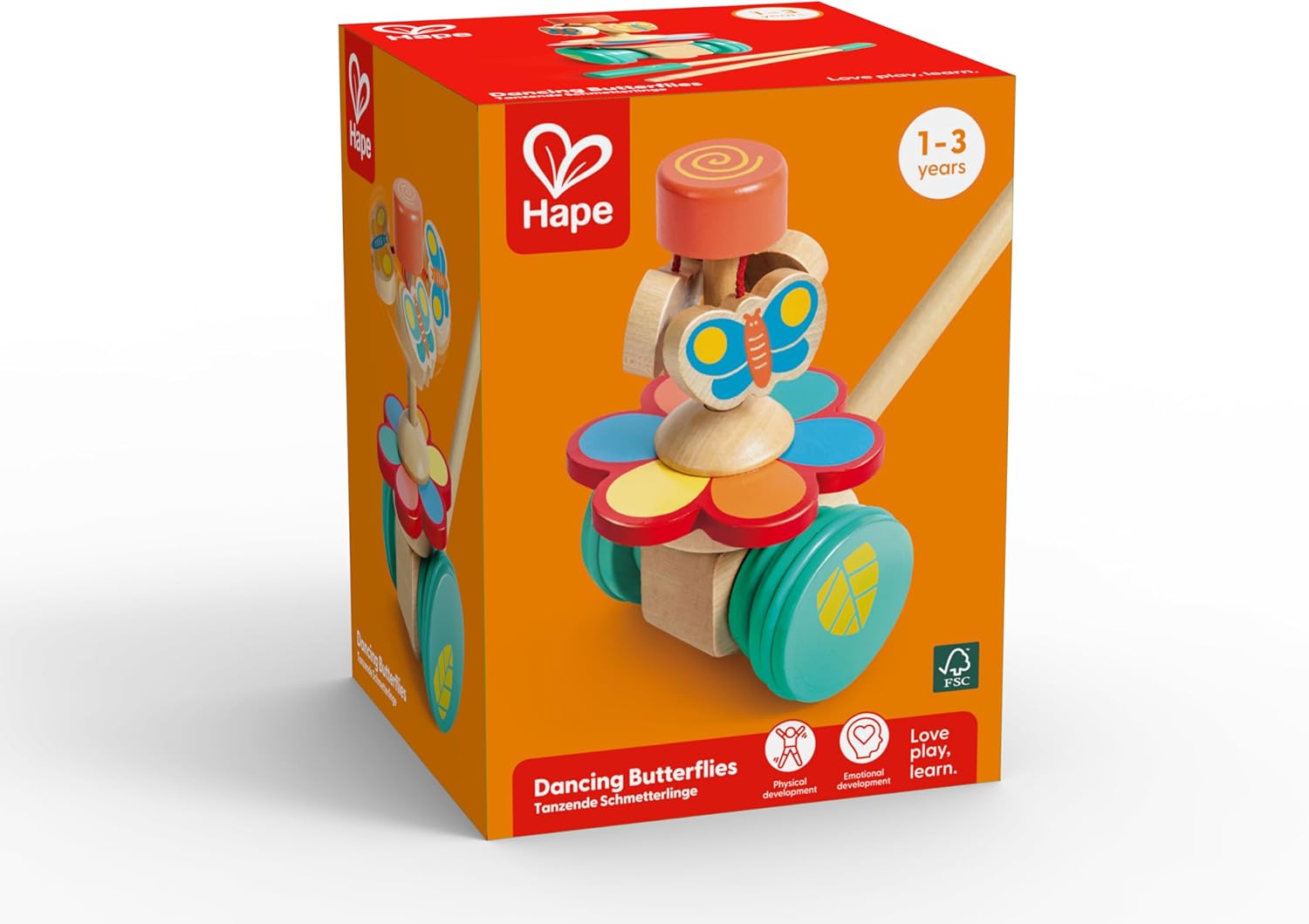 Jouet à pousser et tirer en bois Papillons dansants - Hape