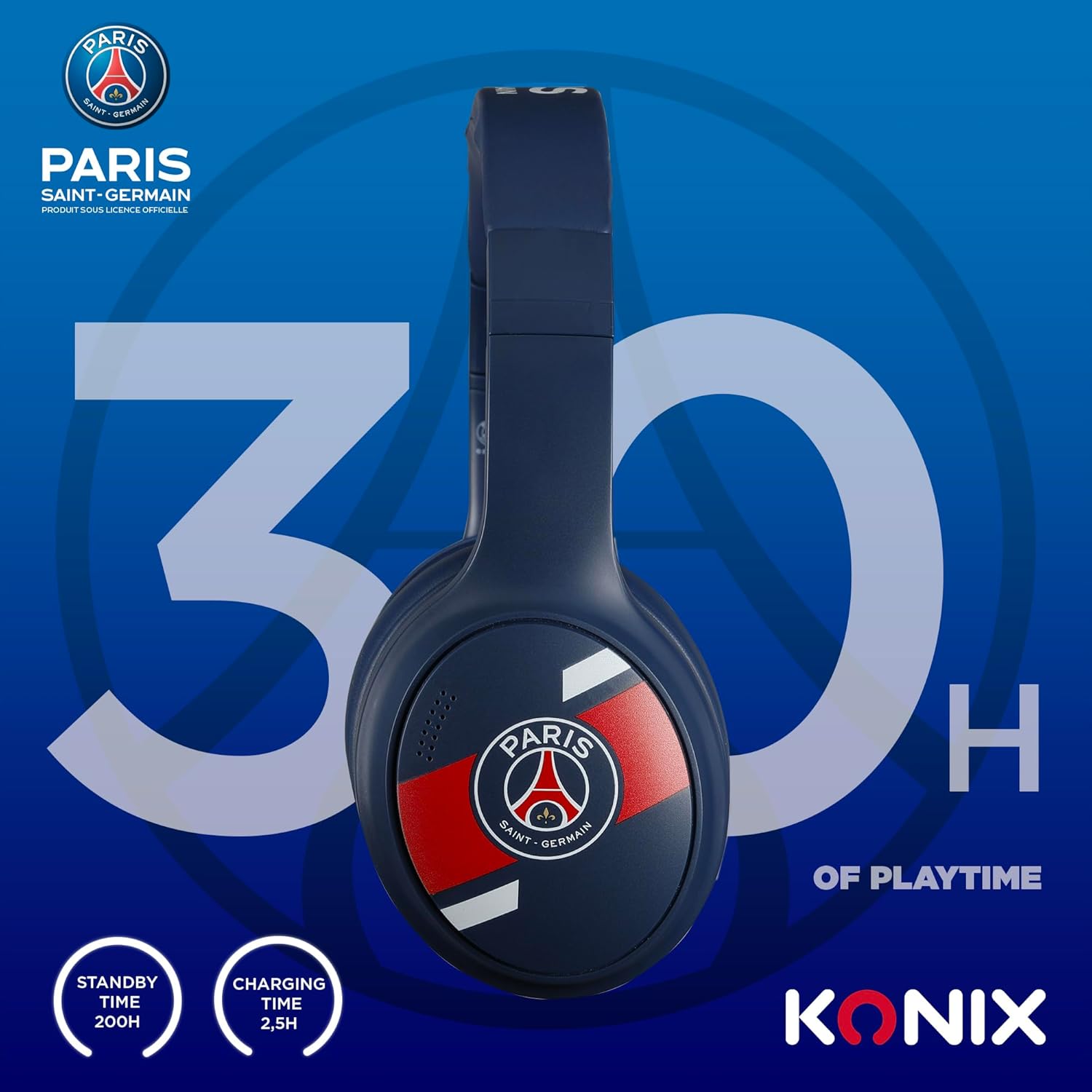 Casque Audio Sans Fil Konix PSG Bluetooth 5.3 – Autonomie 25 h Paris Saint-Germain