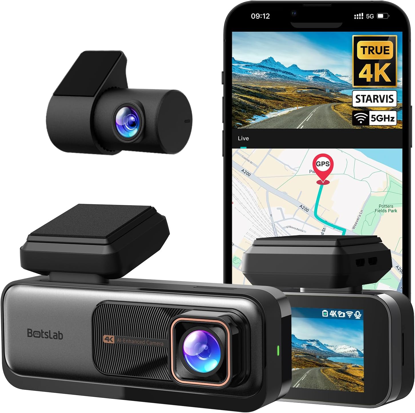 Dashcam voiture 4K avant et arrière WiFi GPS