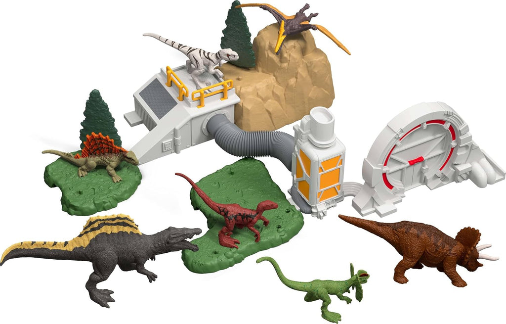 Décors assemblés avec les mini-dinosaures Jurassic World