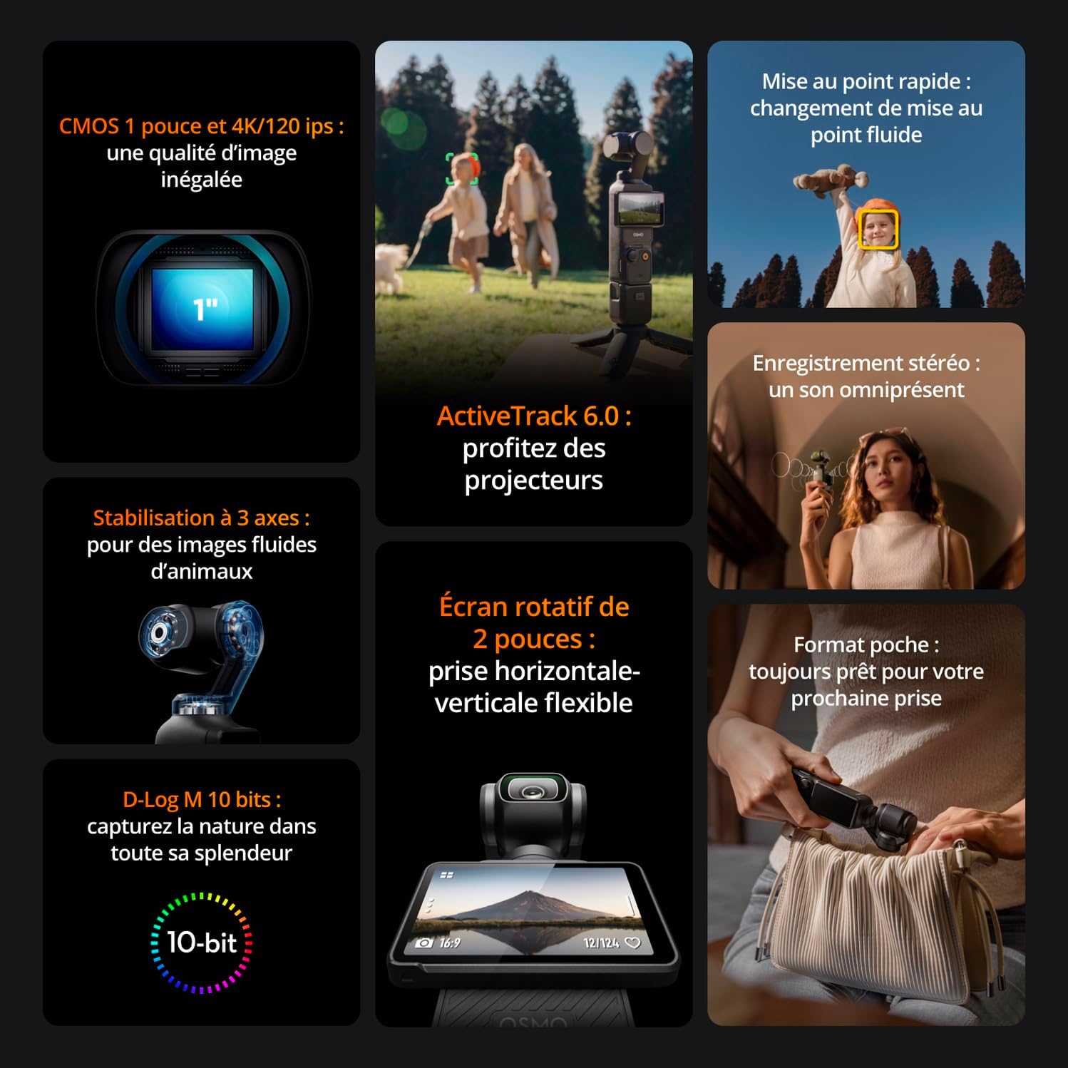 DJI Osmo Pocket 3 - La mini caméra stabilisée 4K pour des vidéos ultra fluides
