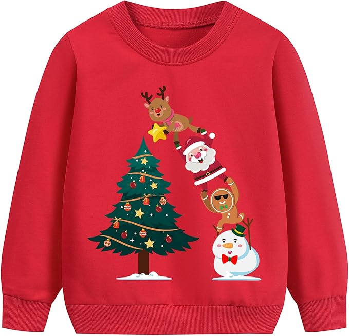 Pull de Noël enfant mixte rouge